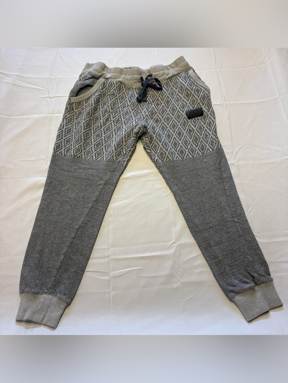 PRPS Women's Gray Knit Diamond-Panel Joggers